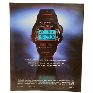 Timex Watch Print Ad Vintage 1994 Indiglo Ironman Takes a Licking Keeps Ticking